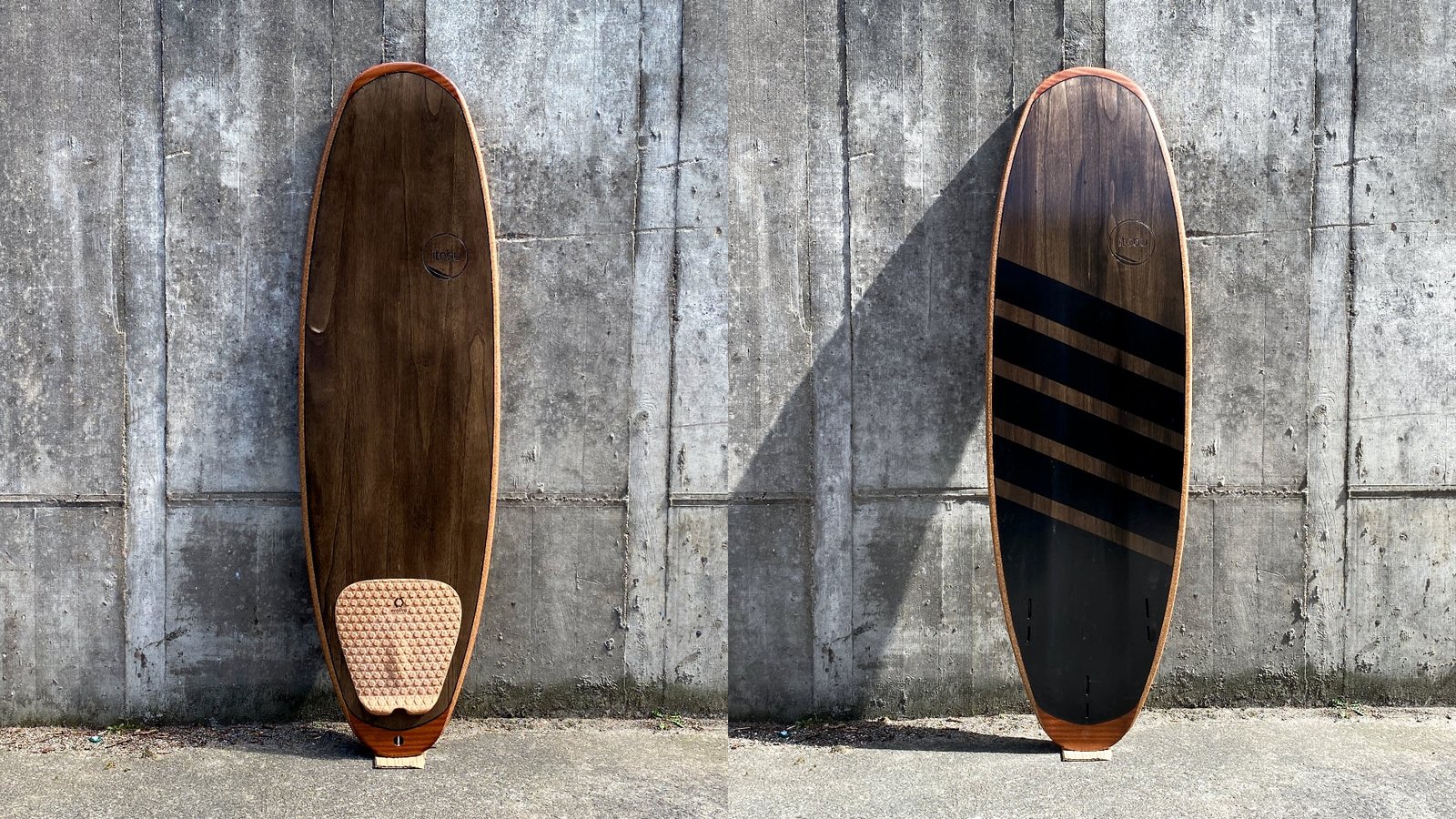 Schwarz lasiertes Kite-Surfboard